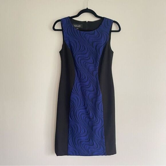 Evan Picone Black Label Blue Black Sleeveless Sheath Dress Women’s Size 2 - Picture 1 of 8